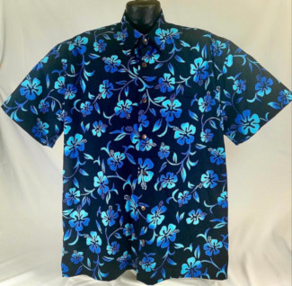 Moonlight Hibiscus Classic Hawaiian shirt- Made in USA- Cotton